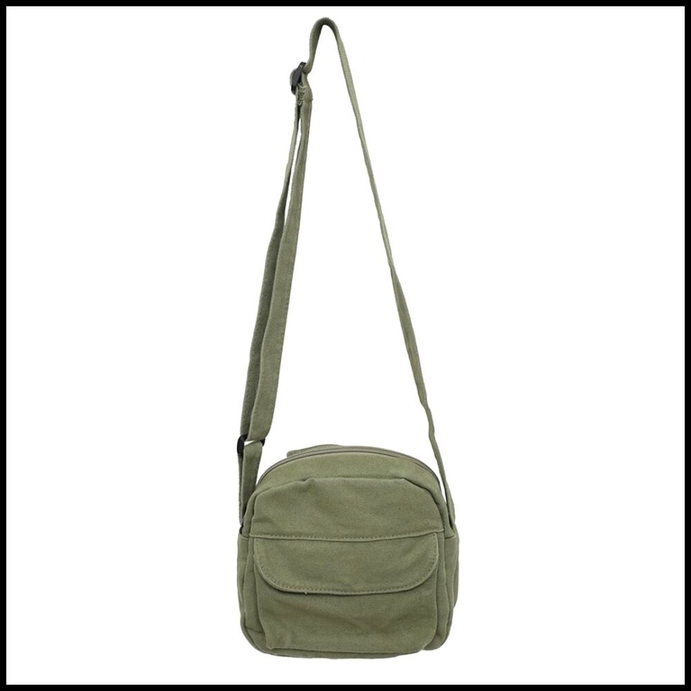 Canvas Crossbody Bag Hobo Style Messenger with Zip Pockets Travel Small